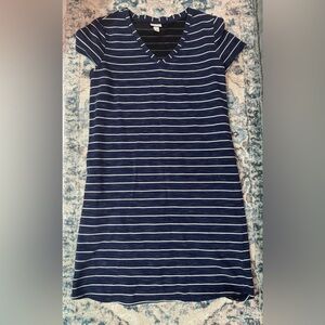 Blue stripped dress. Cut looks good on all types